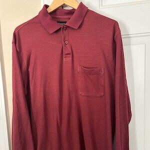 Men's Long Sleeve Shirt Haggar Large Burgundy Machine Washable
